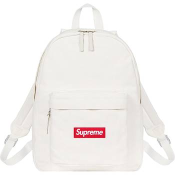 White Supreme Canvas Backpack Bags | Supreme 466SO